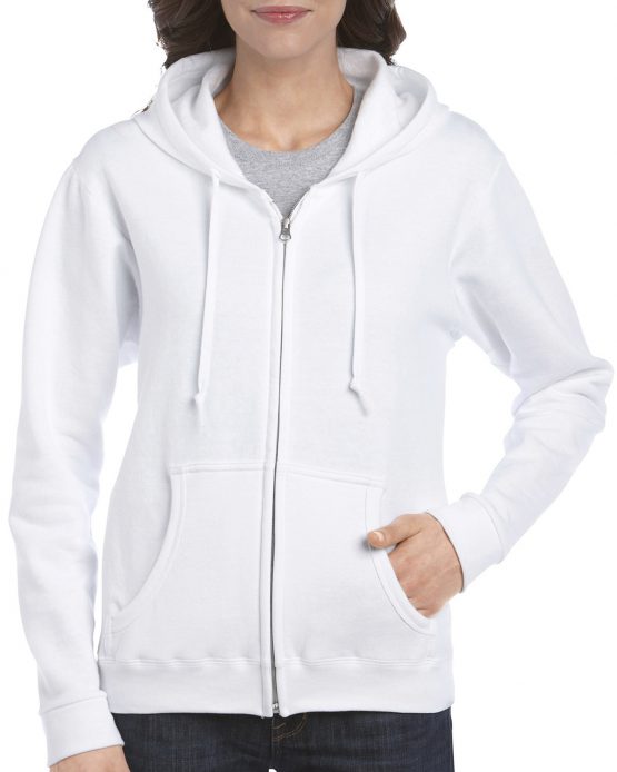 Gildan Heavy Blend Ladies Full Zip hoodie 18600FL White